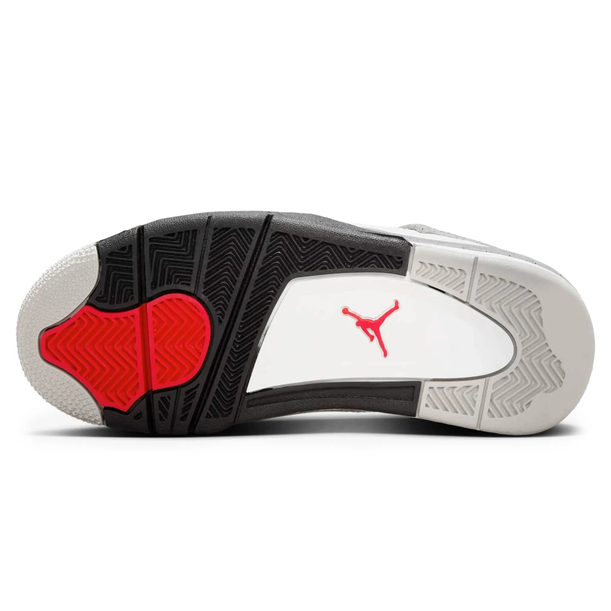 Sole View of Air Jordan 4 Retro OG White Cement (2025) (GS) IB4171-100